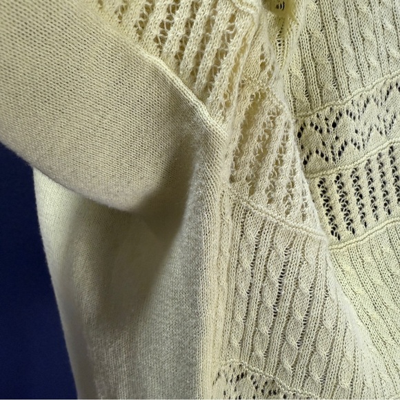 The Limited Yellow Crew Neck Sweater with Lacy Knit, Size Large - Picture 6 of 9